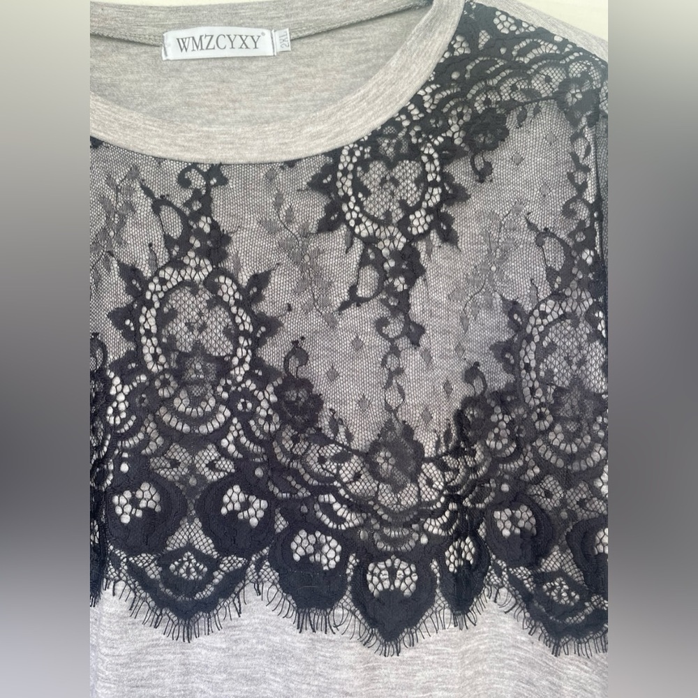 Gray with Black Lace Shirt - Picture 5 of 8